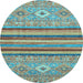 Round Abstract Light Blue Modern Rug, abs2480lblu