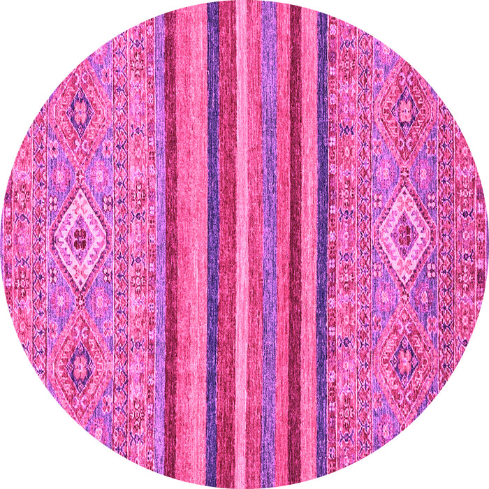 Round Machine Washable Abstract Pink Modern Rug, wshabs2480pnk