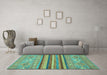 Machine Washable Abstract Turquoise Modern Area Rugs in a Living Room,, wshabs2480turq