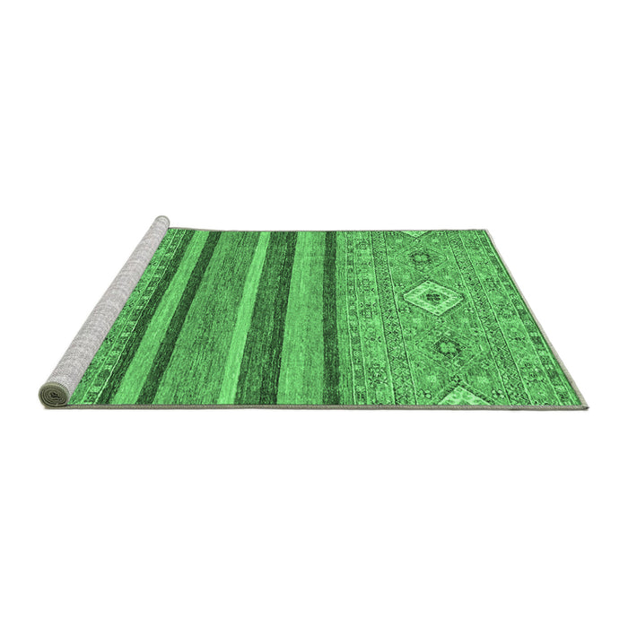 Sideview of Machine Washable Abstract Emerald Green Modern Area Rugs, wshabs2480emgrn