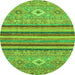 Round Machine Washable Abstract Green Modern Area Rugs, wshabs2480grn