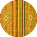 Round Abstract Yellow Modern Rug, abs2480yw