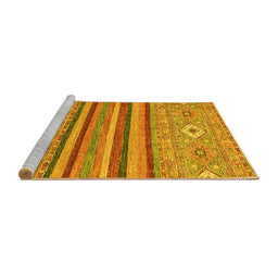 Sideview of Machine Washable Abstract Yellow Modern Rug, wshabs2480yw