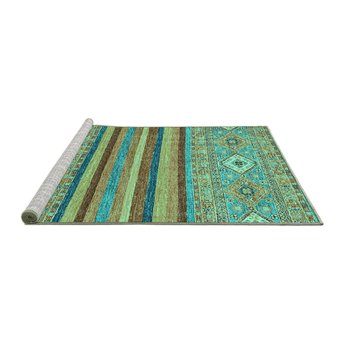 Sideview of Machine Washable Abstract Turquoise Modern Area Rugs, wshabs2480turq