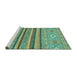 Sideview of Machine Washable Abstract Turquoise Modern Area Rugs, wshabs2480turq