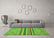 Machine Washable Abstract Green Modern Area Rugs in a Living Room,, wshabs2480grn