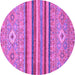 Round Machine Washable Abstract Purple Modern Area Rugs, wshabs2480pur