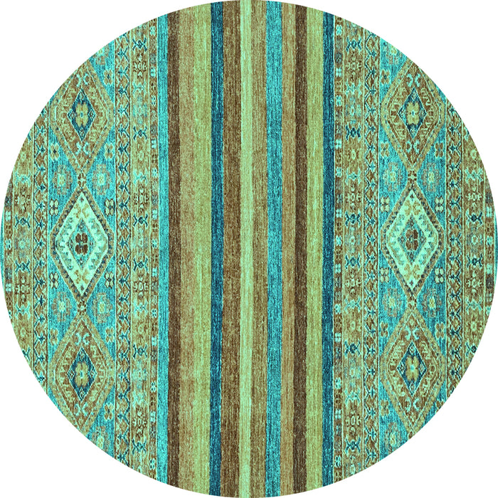 Round Abstract Turquoise Modern Rug, abs2480turq