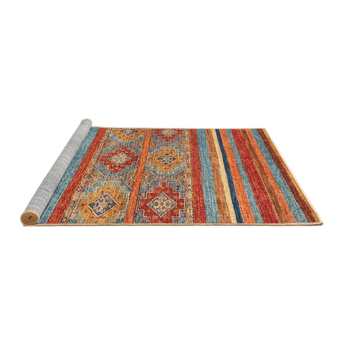 Sideview of Machine Washable Abstract Camel Brown Rug, wshabs2481