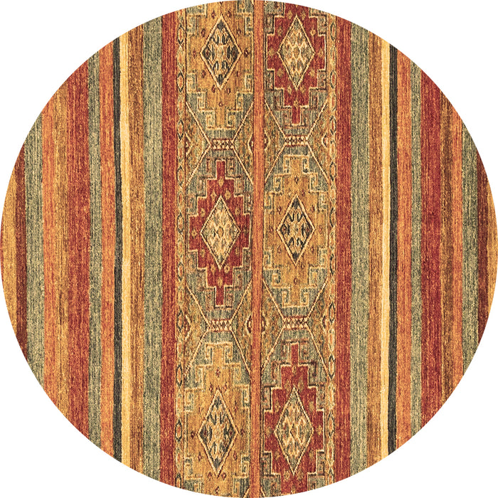 Round Abstract Brown Modern Rug, abs2481brn