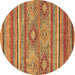 Round Abstract Brown Modern Rug, abs2481brn