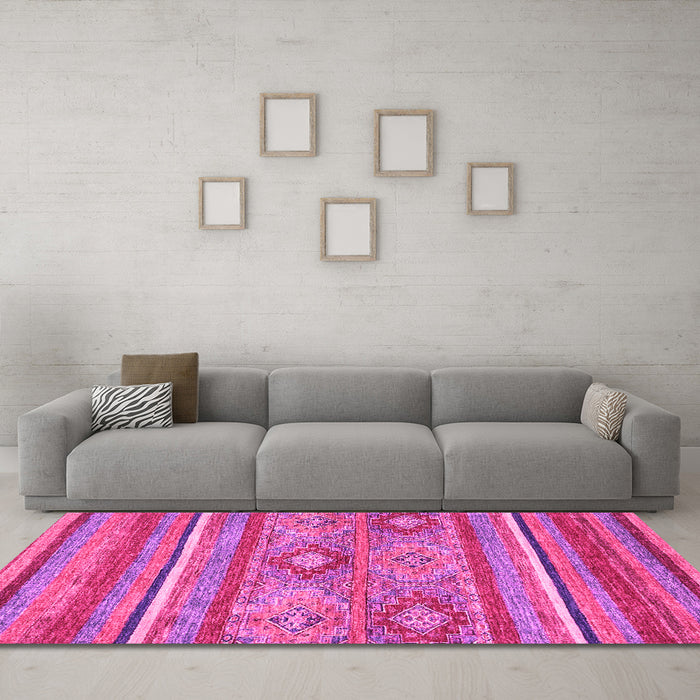 Machine Washable Abstract Pink Modern Rug in a Living Room, wshabs2481pnk