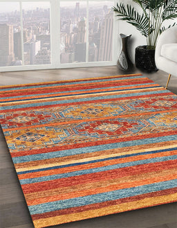 Abstract Camel Brown Modern Rug in Family Room, abs2481