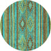 Round Abstract Turquoise Modern Rug, abs2481turq