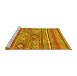 Sideview of Machine Washable Abstract Yellow Modern Rug, wshabs2481yw
