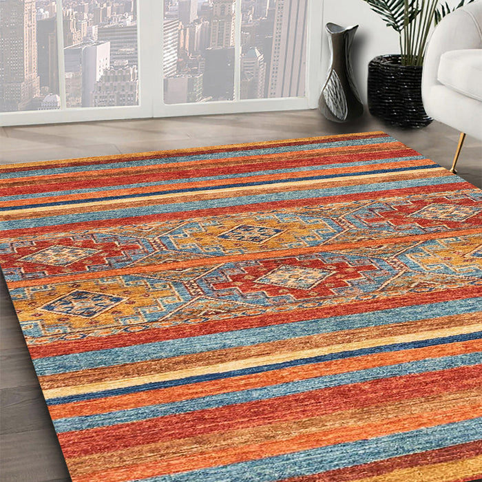 Machine Washable Abstract Camel Brown Rug in a Family Room, wshabs2481