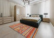 Abstract Camel Brown Modern Rug in a Bedroom, abs2481