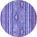 Round Abstract Blue Modern Rug, abs2481blu