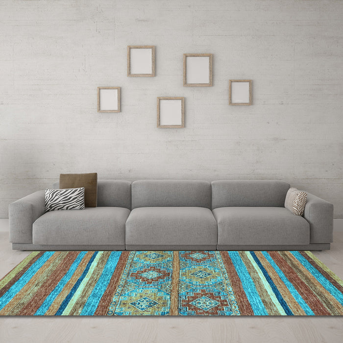 Machine Washable Abstract Light Blue Modern Rug in a Living Room, wshabs2481lblu