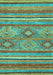 Machine Washable Abstract Turquoise Modern Area Rugs, wshabs2481turq