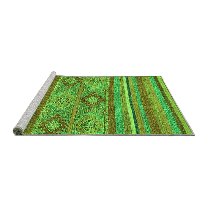 Sideview of Machine Washable Abstract Green Modern Area Rugs, wshabs2481grn