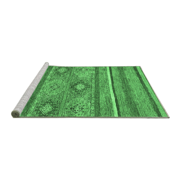 Sideview of Machine Washable Abstract Emerald Green Modern Area Rugs, wshabs2481emgrn