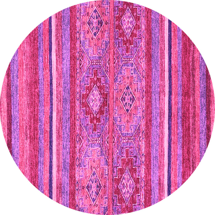 Round Machine Washable Abstract Pink Modern Rug, wshabs2481pnk