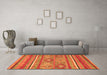 Machine Washable Abstract Orange Modern Area Rugs in a Living Room, wshabs2481org