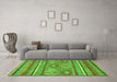 Machine Washable Abstract Green Modern Area Rugs in a Living Room,, wshabs2481grn