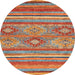 Round Machine Washable Abstract Camel Brown Rug, wshabs2481