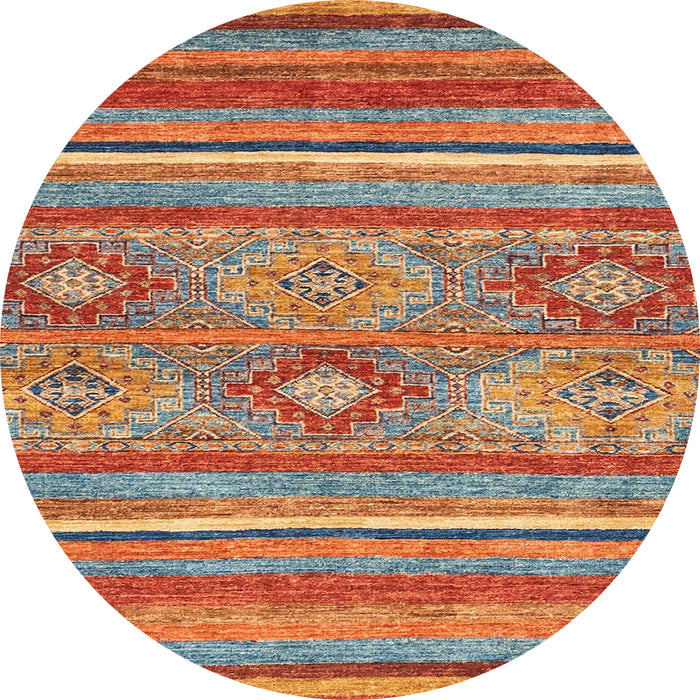 Round Abstract Camel Brown Modern Rug, abs2481