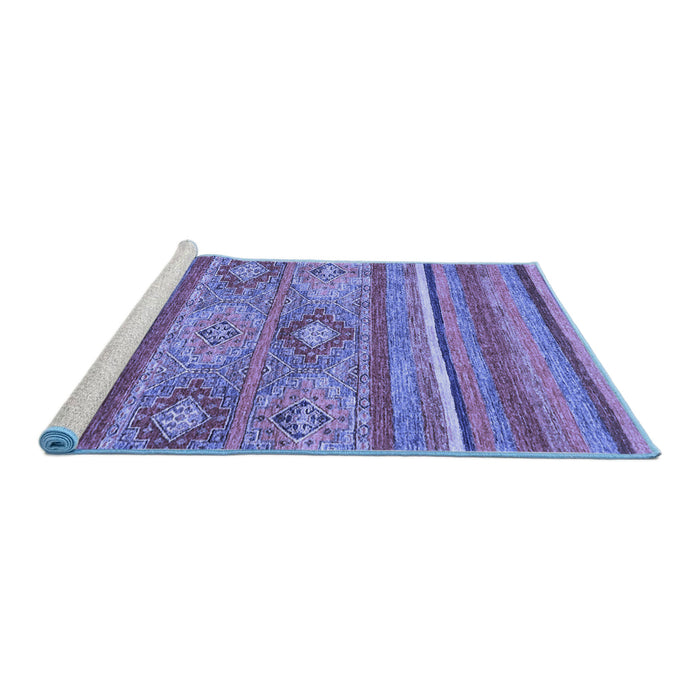 Sideview of Machine Washable Abstract Blue Modern Rug, wshabs2481blu