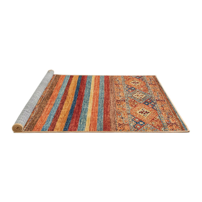 Sideview of Machine Washable Abstract Light Copper Gold Rug, wshabs2482