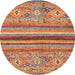 Round Abstract Light Copper Gold Modern Rug, abs2482