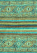 Machine Washable Abstract Turquoise Modern Area Rugs, wshabs2482turq