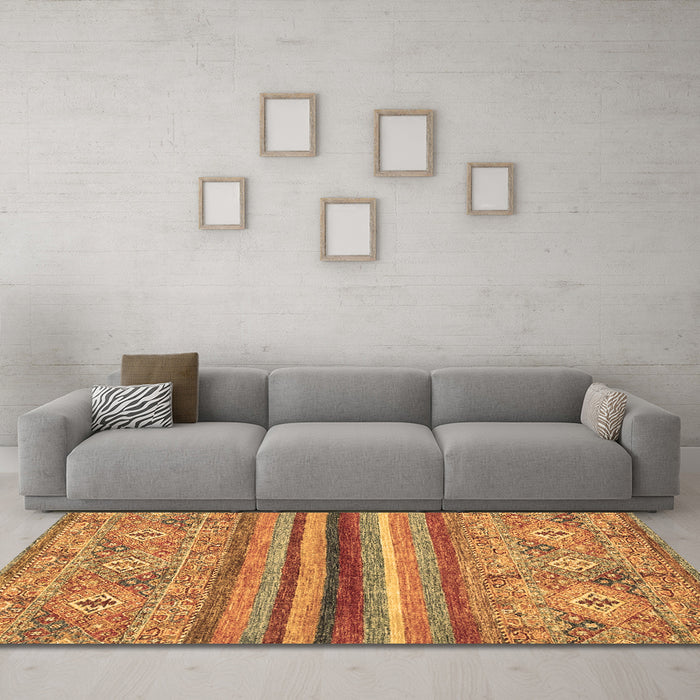 Machine Washable Abstract Brown Modern Rug in a Living Room,, wshabs2482brn