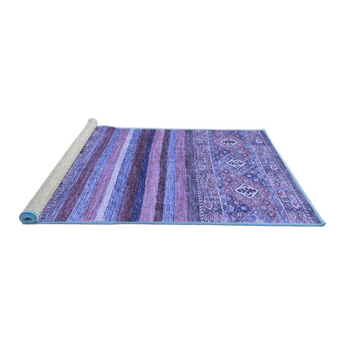 Sideview of Machine Washable Abstract Blue Modern Rug, wshabs2482blu
