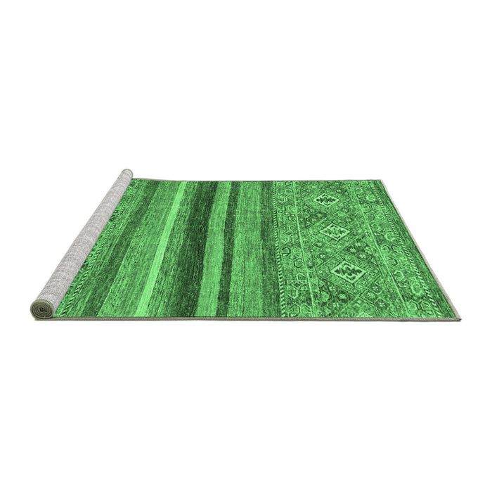 Sideview of Machine Washable Abstract Emerald Green Modern Area Rugs, wshabs2482emgrn
