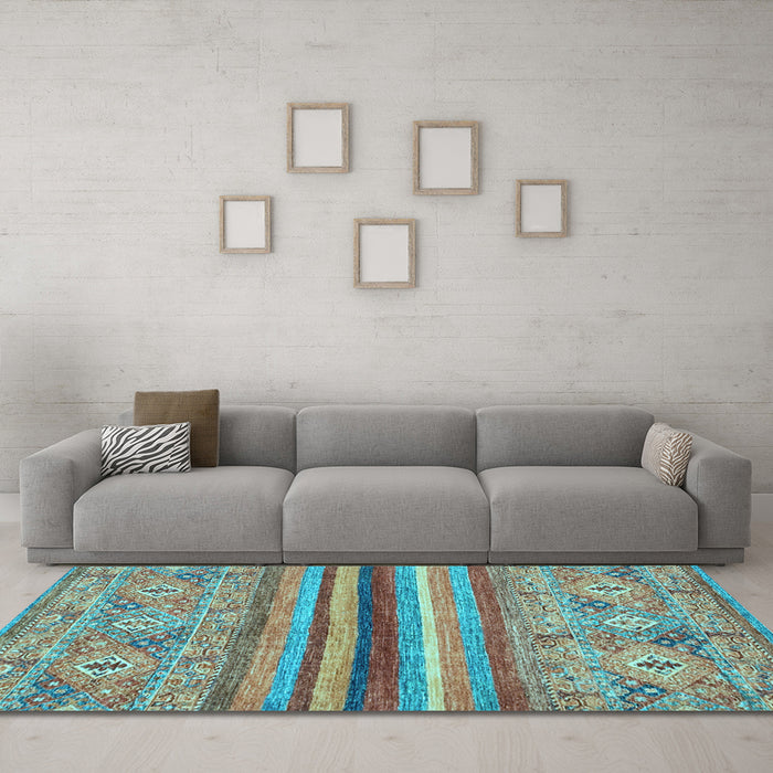 Machine Washable Abstract Light Blue Modern Rug in a Living Room, wshabs2482lblu