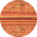 Round Abstract Orange Modern Rug, abs2482org