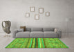 Machine Washable Abstract Green Modern Area Rugs in a Living Room,, wshabs2482grn