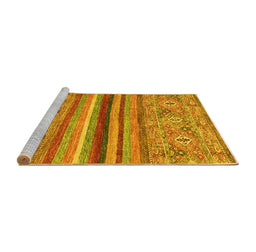 Sideview of Machine Washable Abstract Yellow Modern Rug, wshabs2482yw