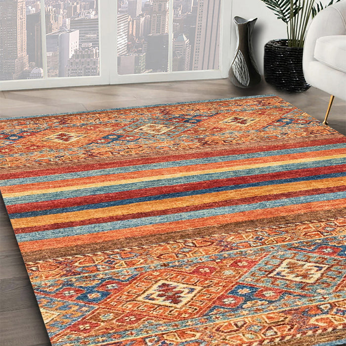 Abstract Light Copper Gold Modern Rug in Family Room, abs2482