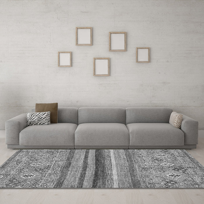 Machine Washable Abstract Gray Modern Rug in a Living Room,, wshabs2482gry