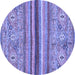 Round Abstract Blue Modern Rug, abs2482blu