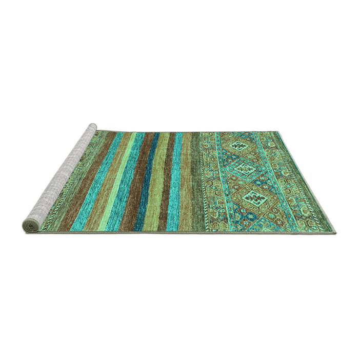 Sideview of Machine Washable Abstract Turquoise Modern Area Rugs, wshabs2482turq