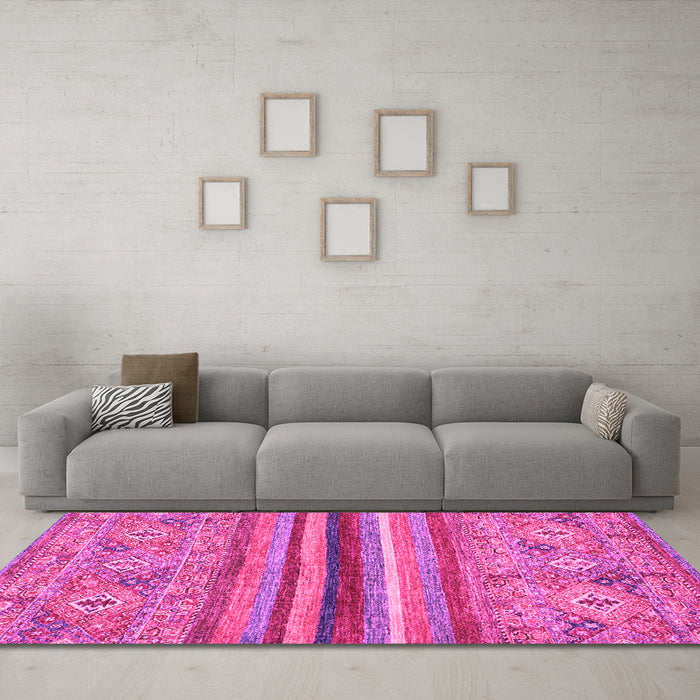 Machine Washable Abstract Pink Modern Rug in a Living Room, wshabs2482pnk