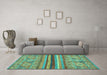 Machine Washable Abstract Turquoise Modern Area Rugs in a Living Room,, wshabs2482turq