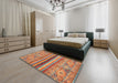 Machine Washable Abstract Light Copper Gold Rug in a Bedroom, wshabs2482