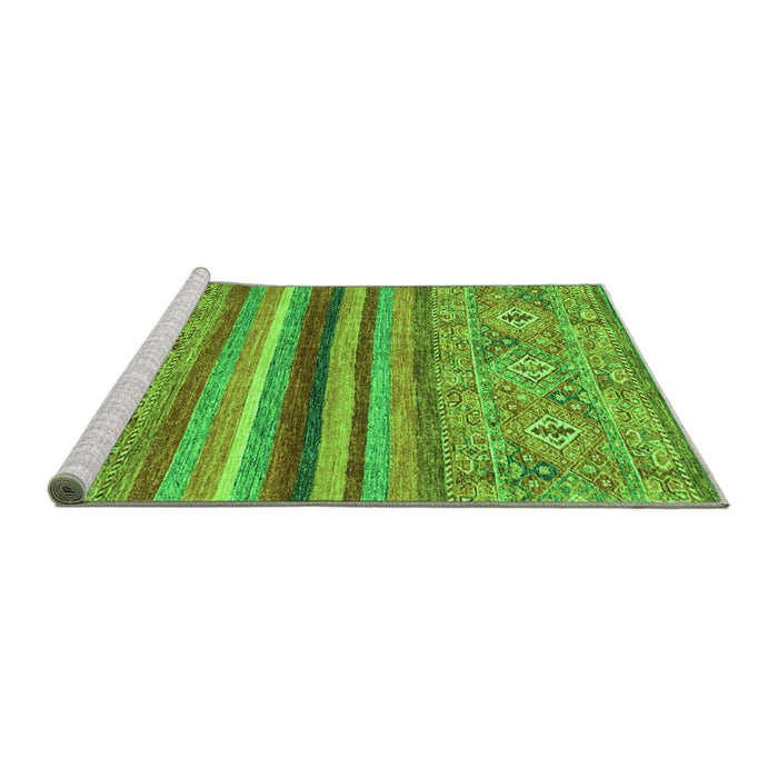 Sideview of Machine Washable Abstract Green Modern Area Rugs, wshabs2482grn